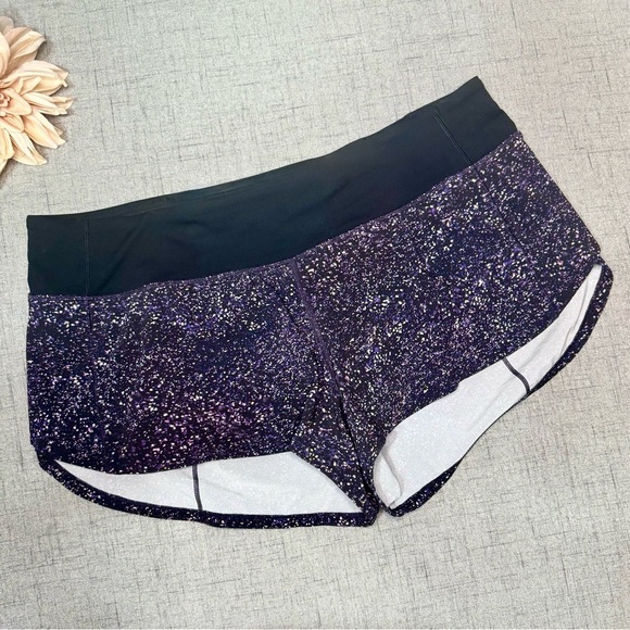 Lululemon Speed Up Athletic Shorts Crystalline Multi Black Purple Size 10 - Picture 4 of 8